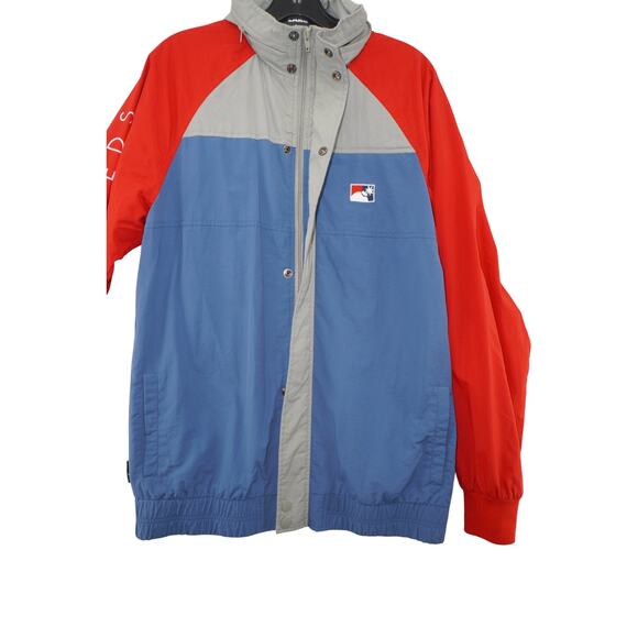 The Hundreds x MLB Inspired Colorblock Windbreaker Jacket Red Blue Gray Size L - Picture 6 of 16